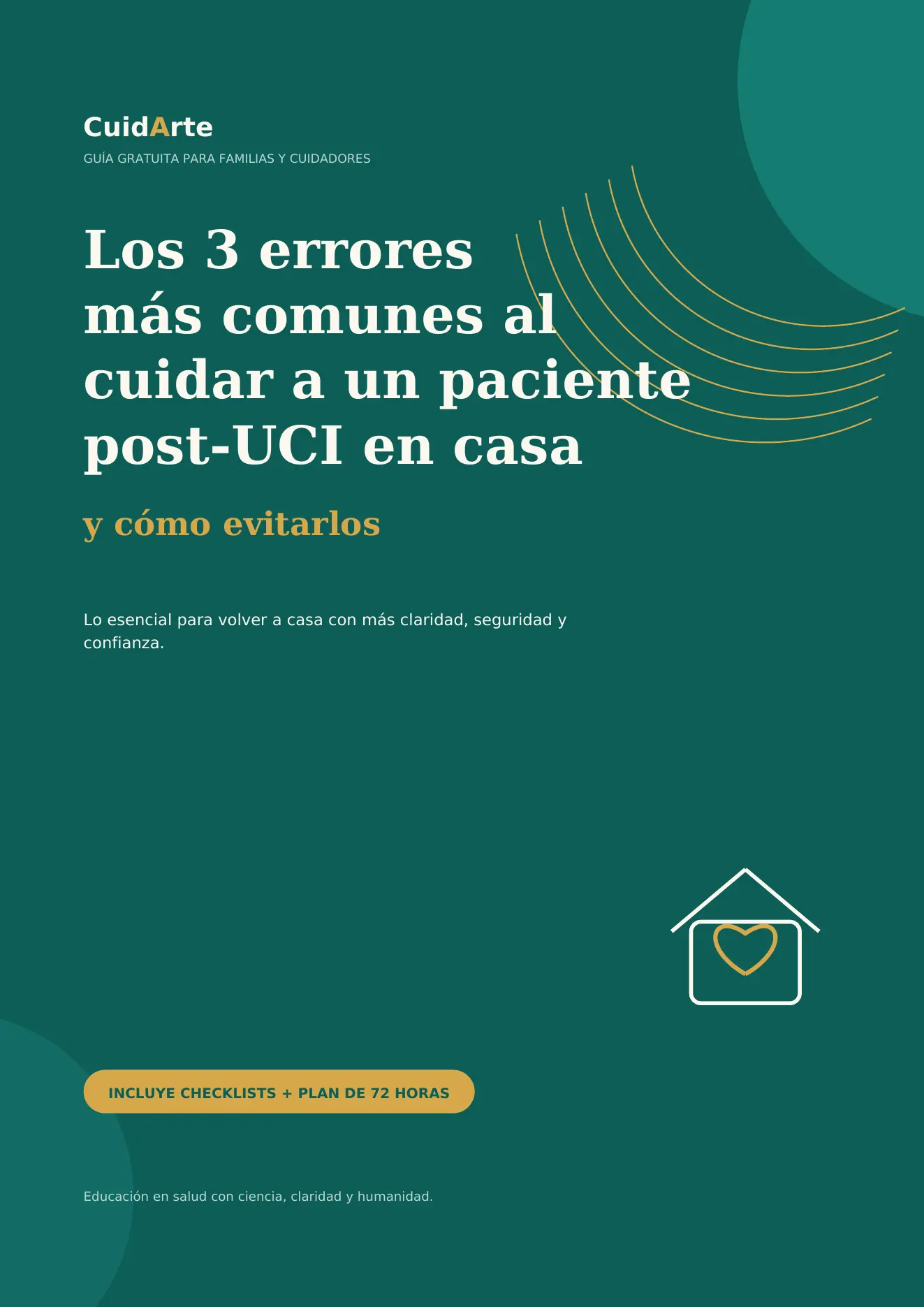 Portada de la guía gratuita: Los 3 errores más comunes al cuidar a un paciente post-UCI en casa